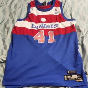 Washington Bullets Jersey Men's 2XL Blue Wes Unseld Reebok Hardwood Classics NBA